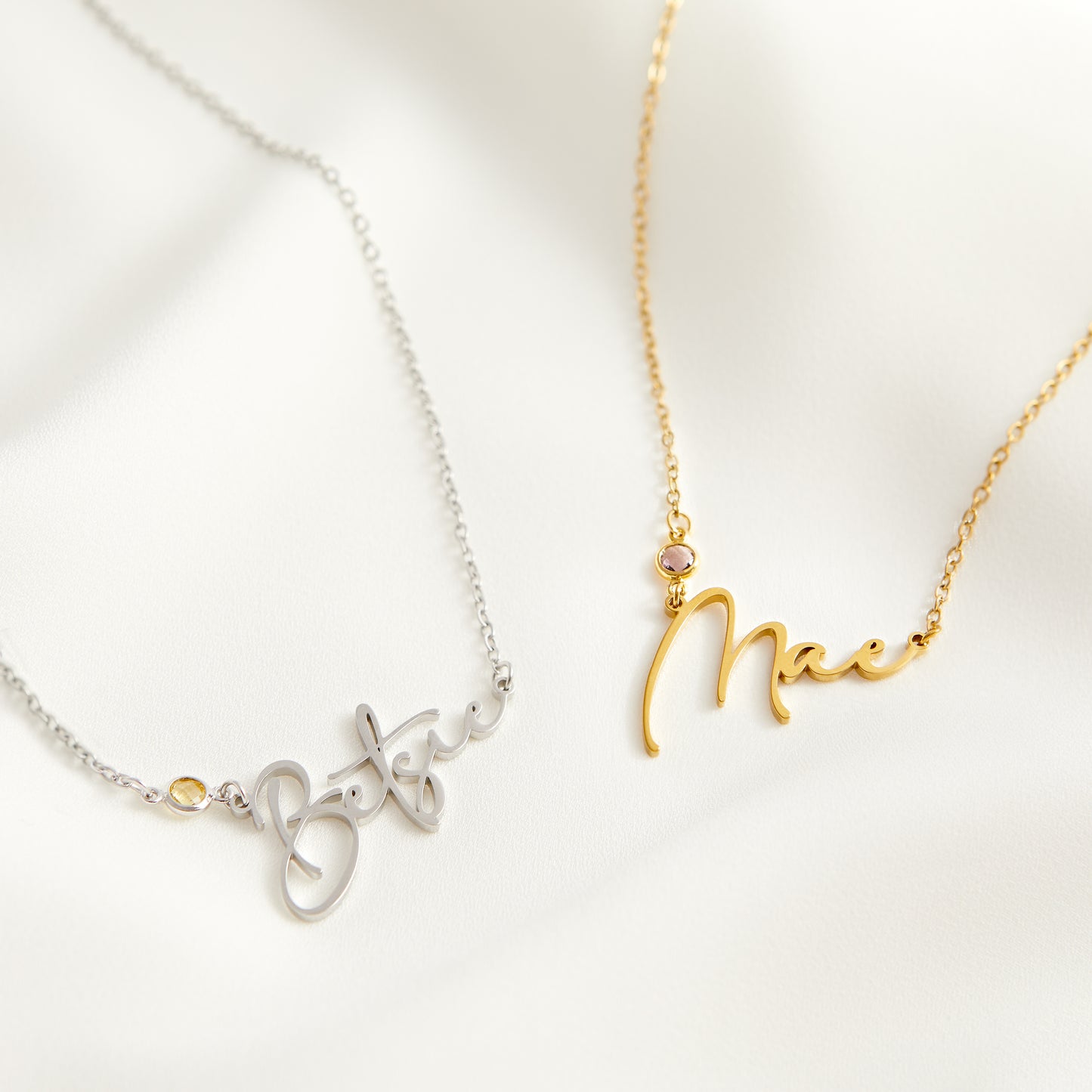 Personalised Name And Gemstone Necklace