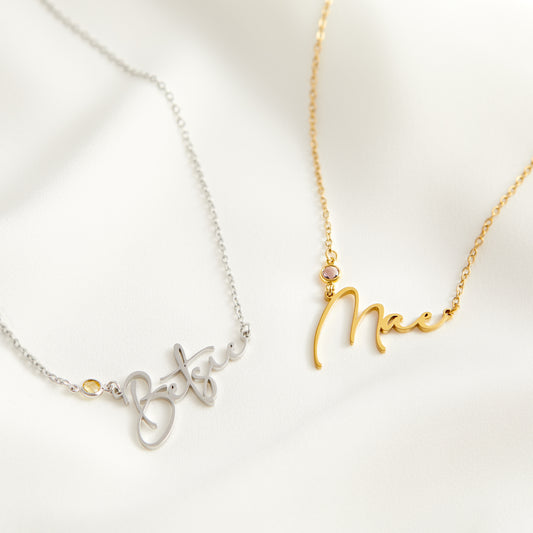 Personalised Name And Gemstone Necklace