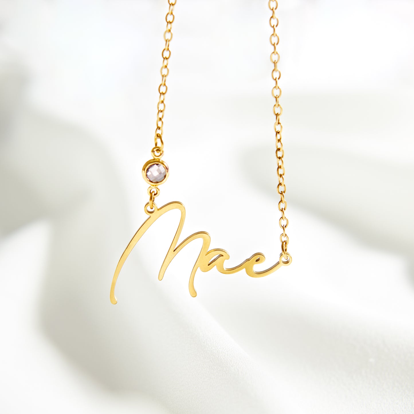 Personalised Name And Gemstone Necklace