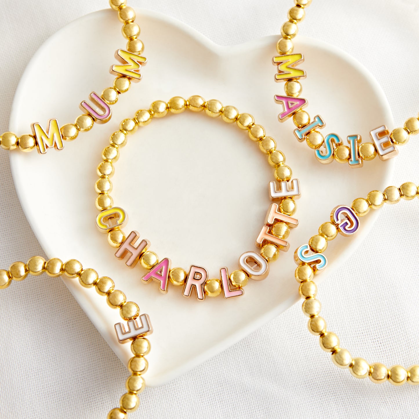 Personalised Gold Ball Colourful Bracelet