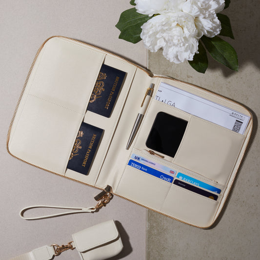Personalised Saffiano Leather Travel Document Family Travel Passport Organiser
