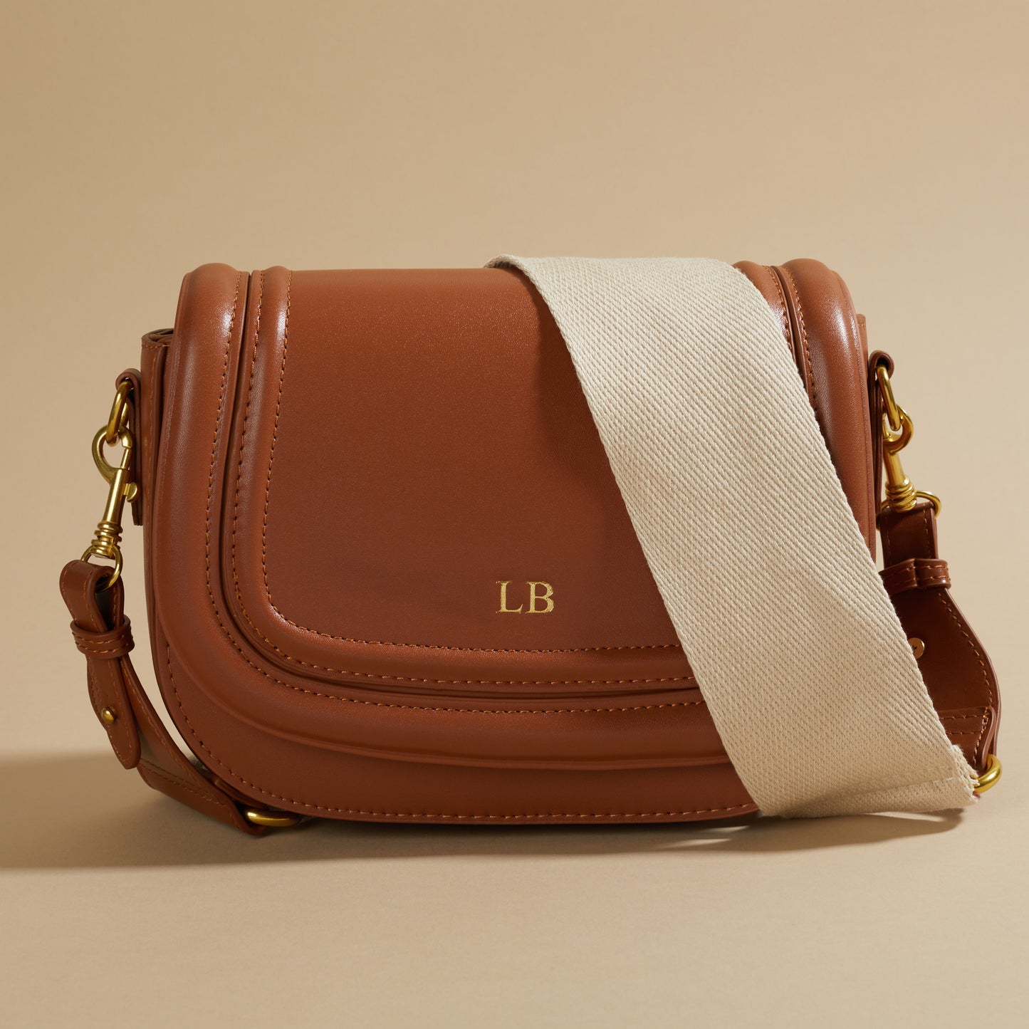 Personalised LISA Faux Leather Saddle Cross Body Shoulder Bag