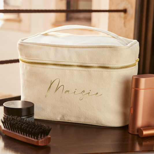 Personalised Canvas Vanity Makeup Toiletry Carry Case Cosmetic Bag