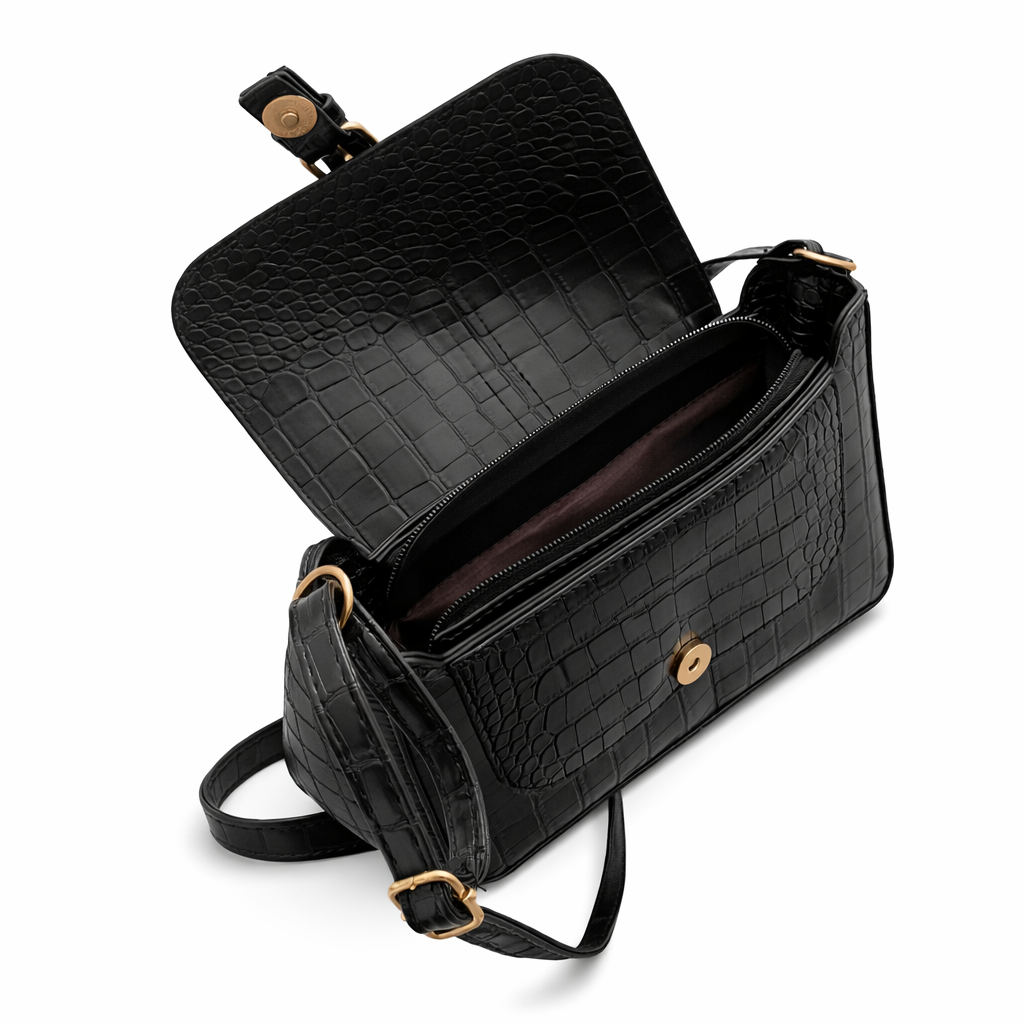 Personalised CATHERINE Croc Buckle Satchel Cross Body Bag