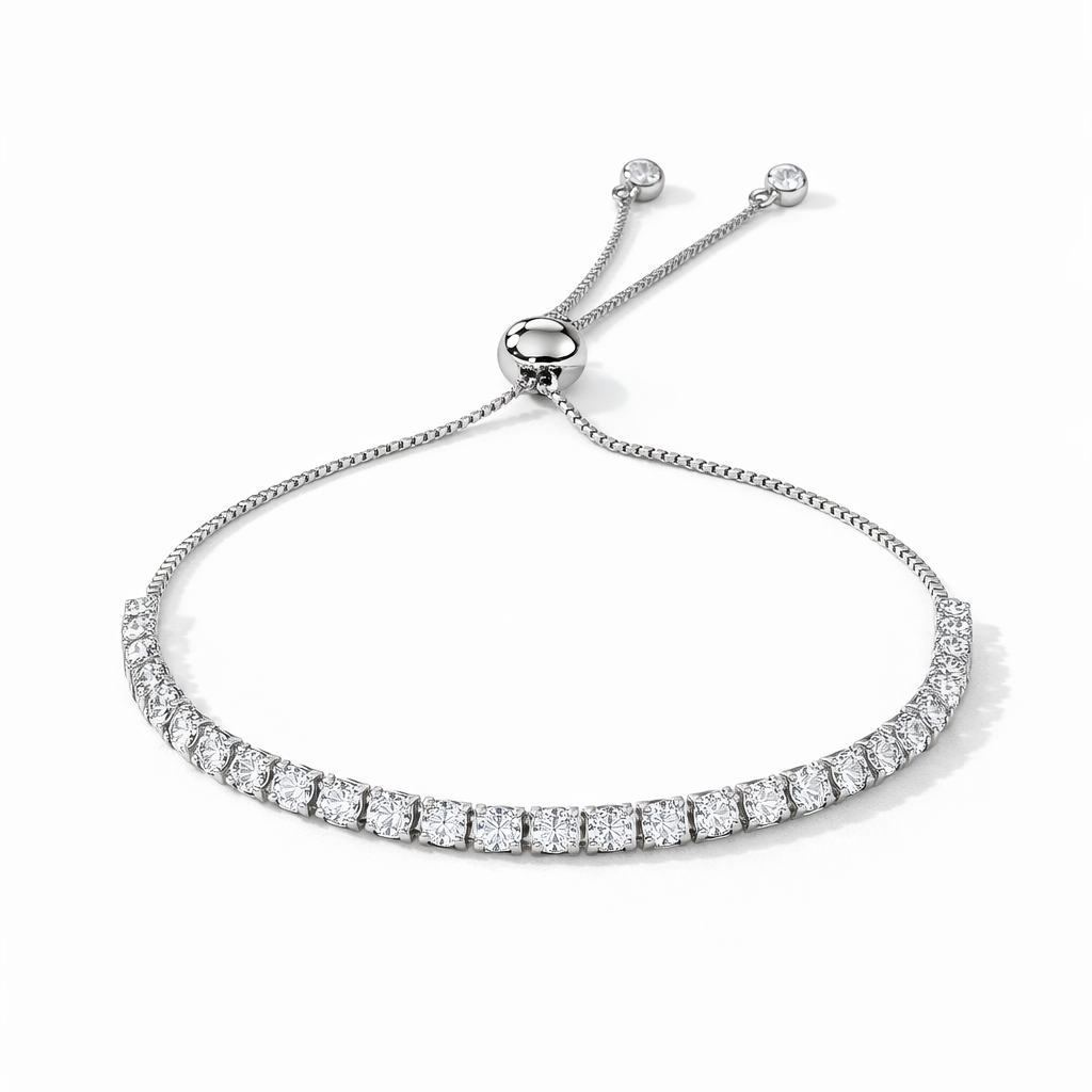 Silver crystal tennis bracelet