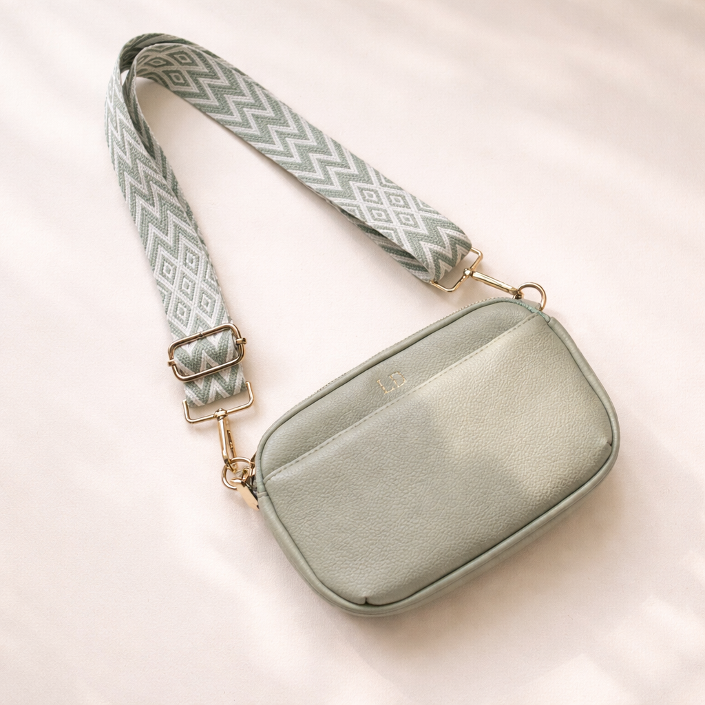 Personalised LOLA Embossed Faux Leather Chevron Cross Body Bag
