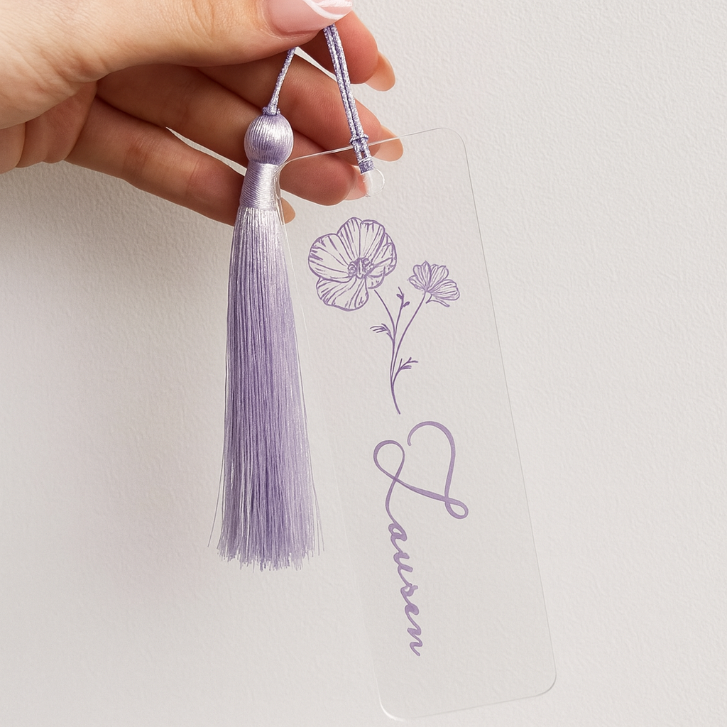 Personalised Tassel Clear Acrylic Bookmark