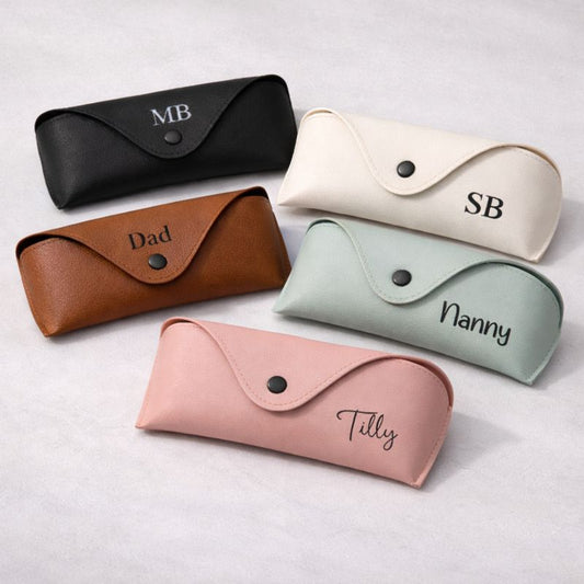 Personalised Unisex Button Faux Leather Glasses Case Sunglasses