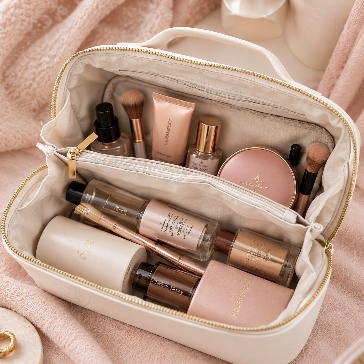 Personalised Large Saffiano Flat Lay Cosmetic Case