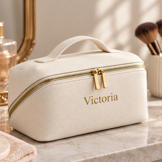 Personalised Large Saffiano Flat Lay Cosmetic Case