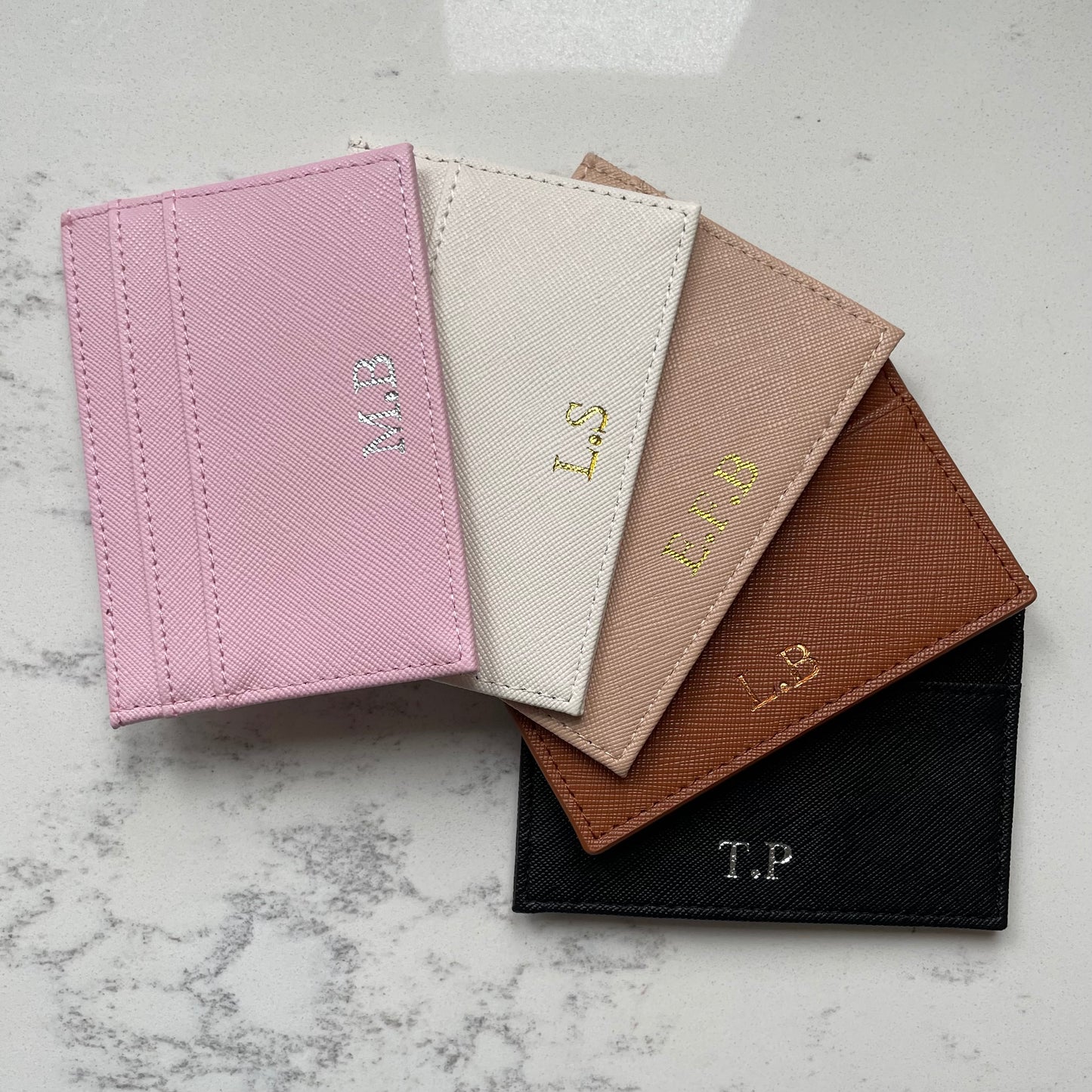 Personalised Embossed Saffiano Leather Slimline Card Holder