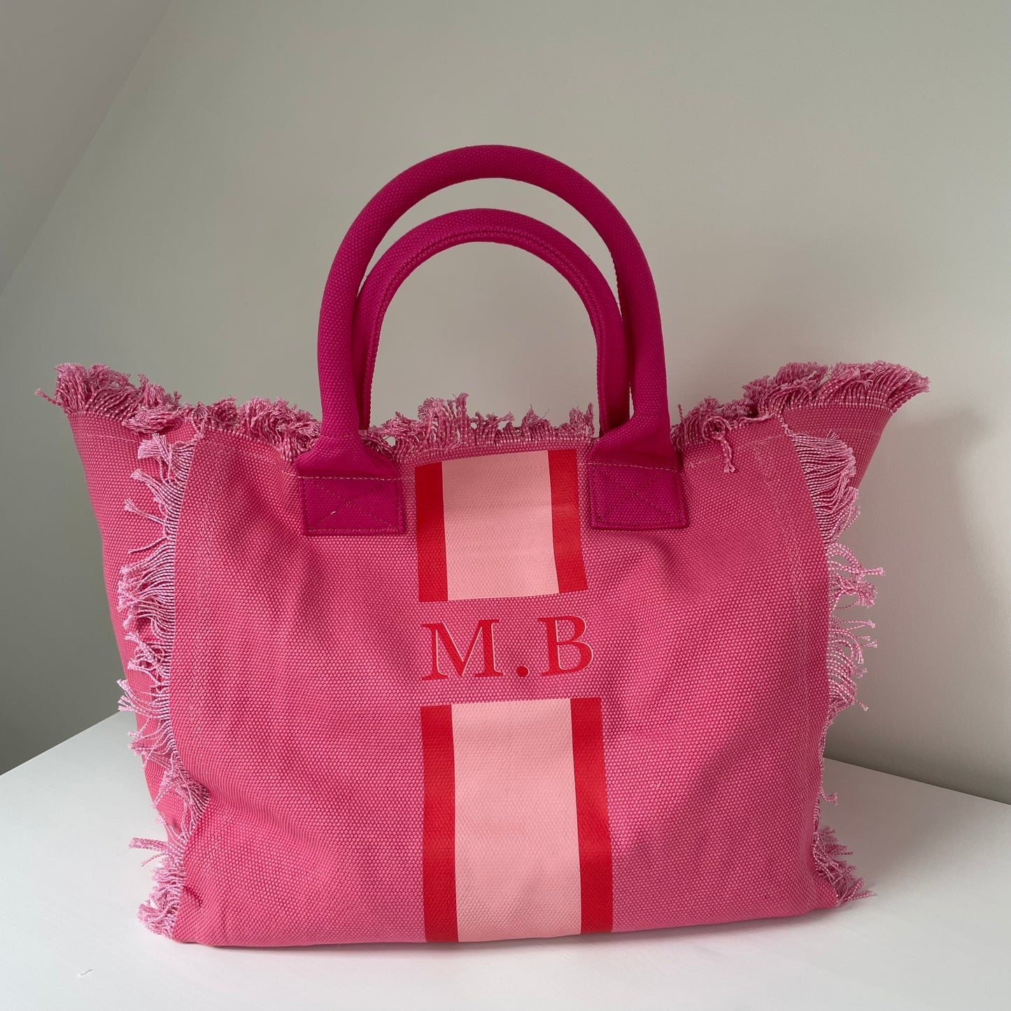 Personalised ANNIE Stripe Fringe Shoulder Tote Beach Bag