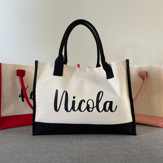 Personalised HEIDI Canvas Panel Tote Bag