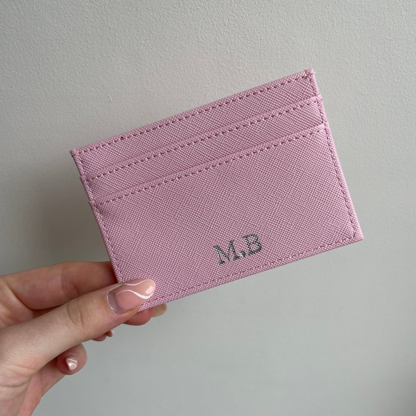 Personalised Embossed Saffiano Leather Slimline Card Holder