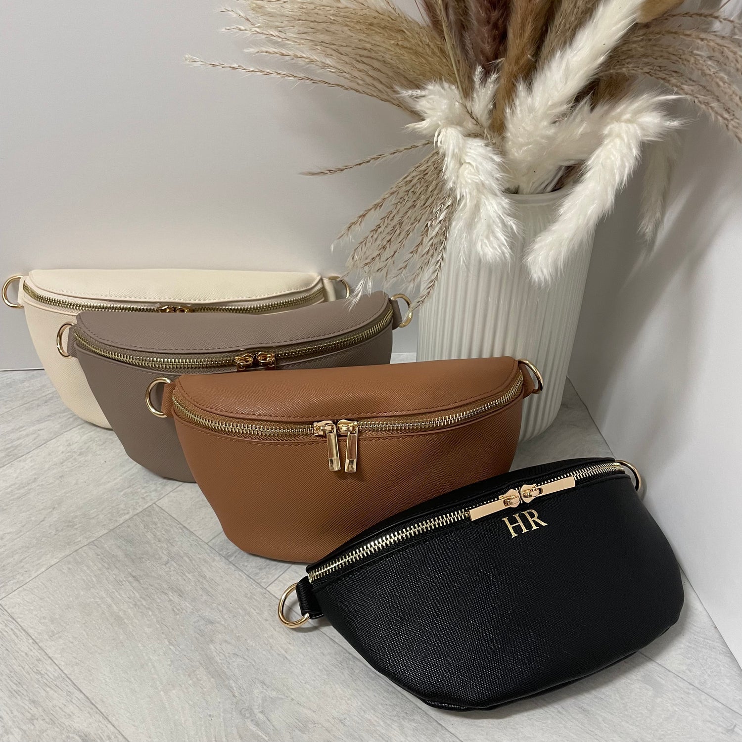 Personalised Saffiano Leather Embossed Bum Bag Cross Body Bag