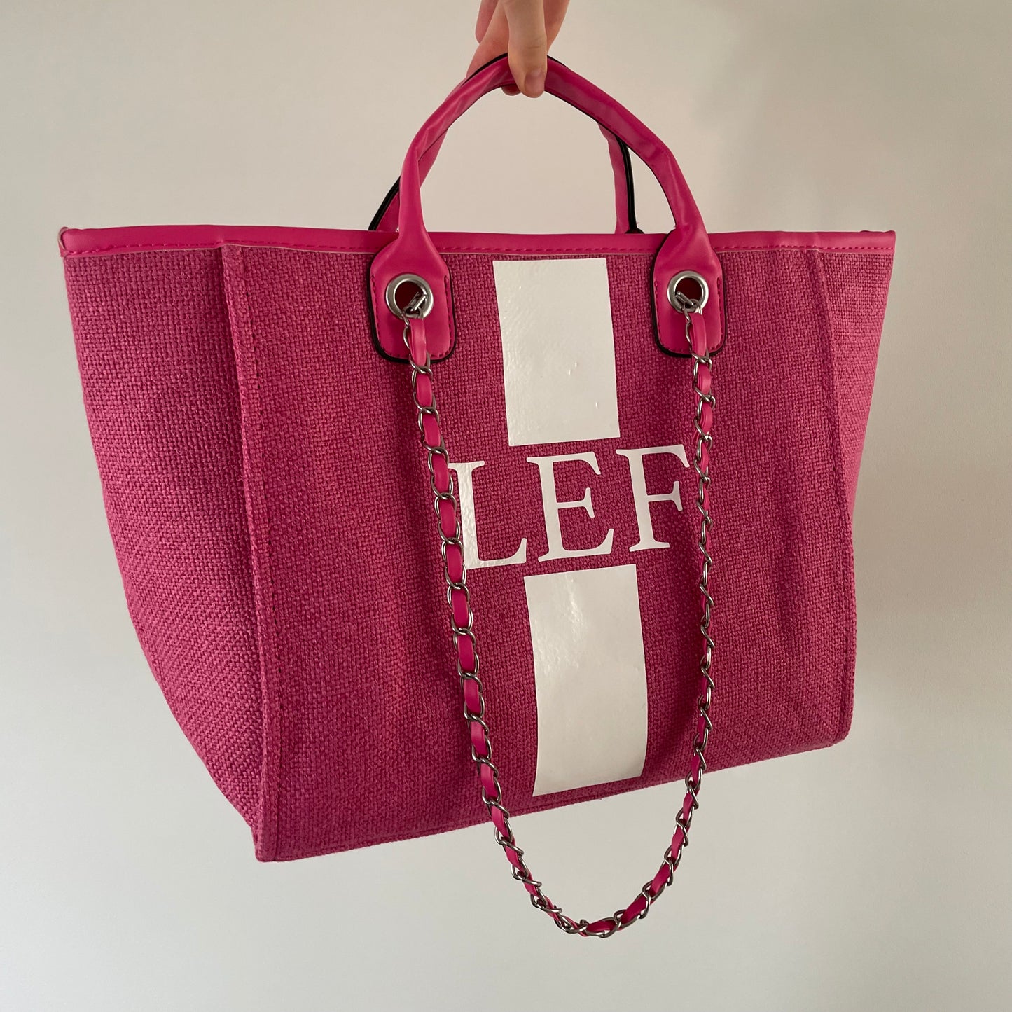 Personalised Stripe Chain Large Initial Tote Bags