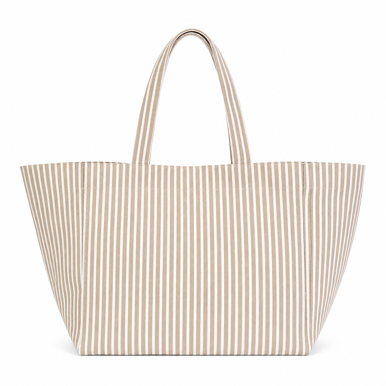 Beige XL Stripe Tote Bag