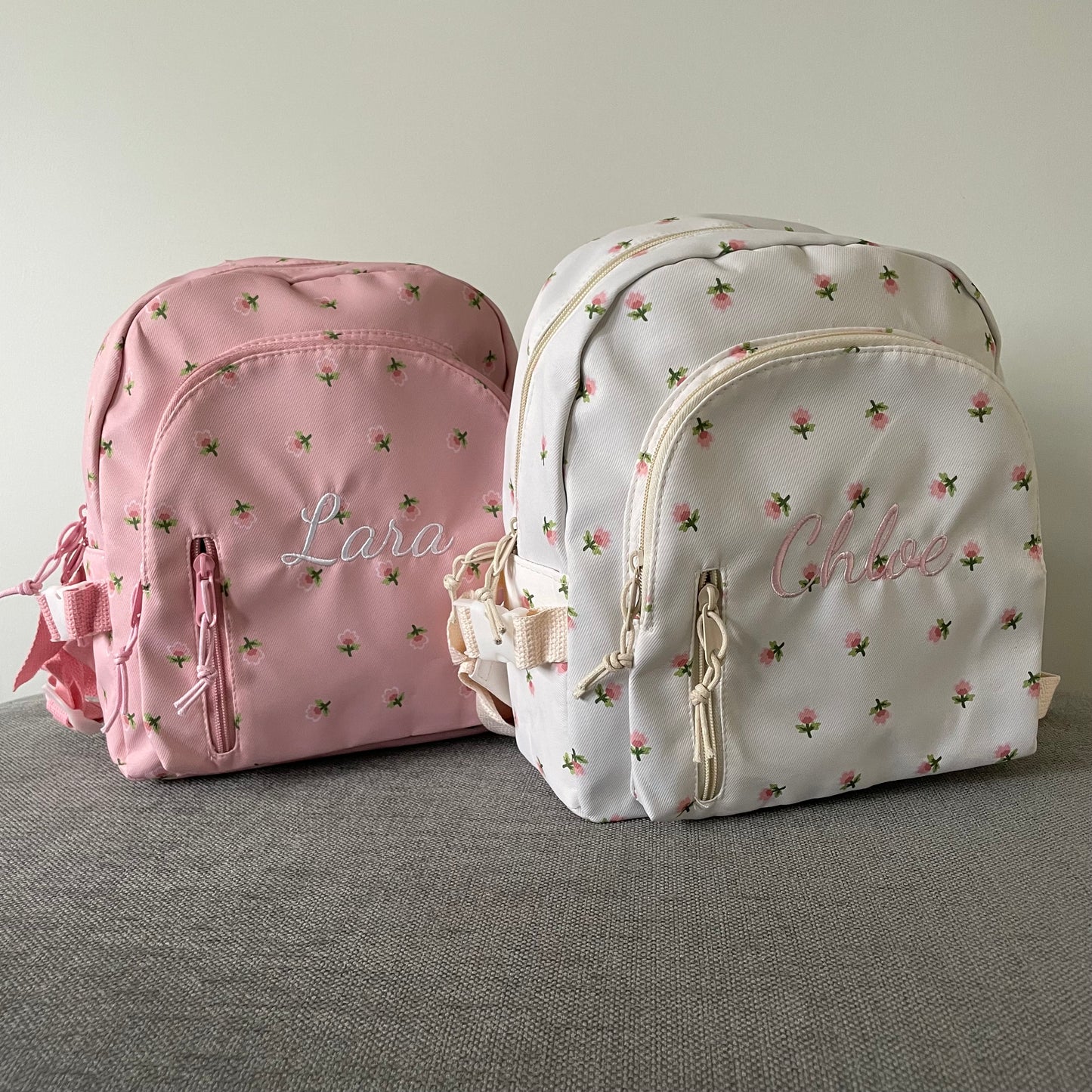 Personalised Embroidered Ditsy Rounded Backpack