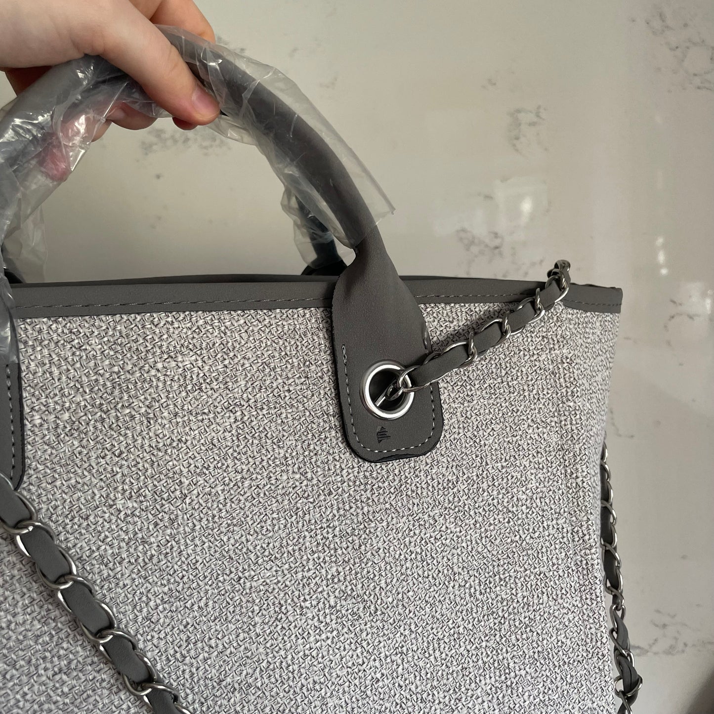 Outlet: Personalisable Grey Chain Tote (MARKED)