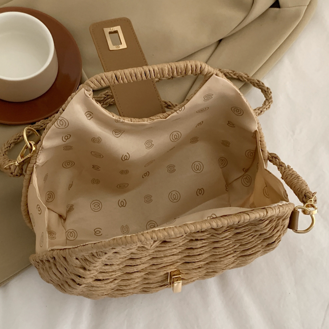 Personalised MAYA Wicker Woven Shoulder Cross Bag