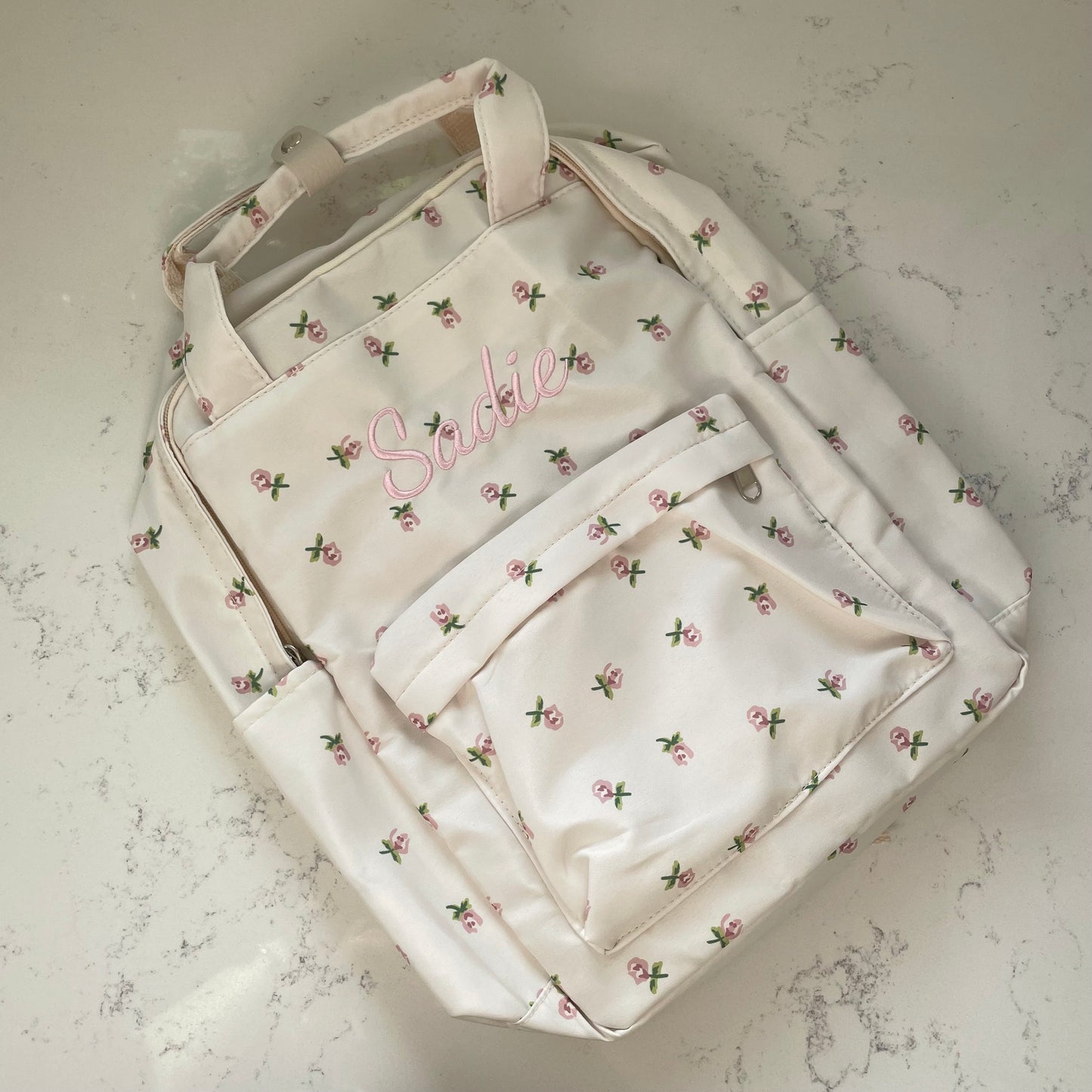 Personalised Embroidered Ditsy Square Backpack