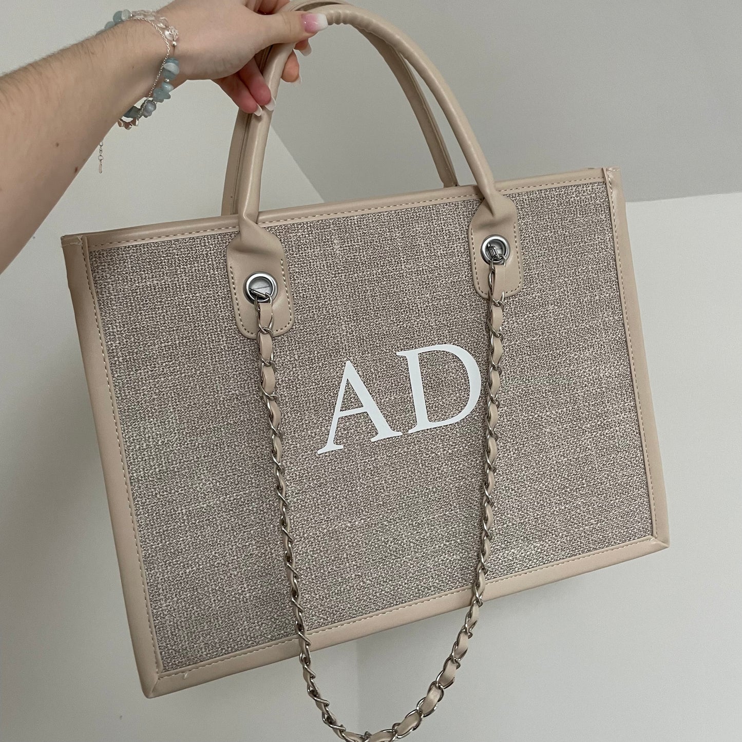 Personalised Square Large Chain Initial Tote Bags