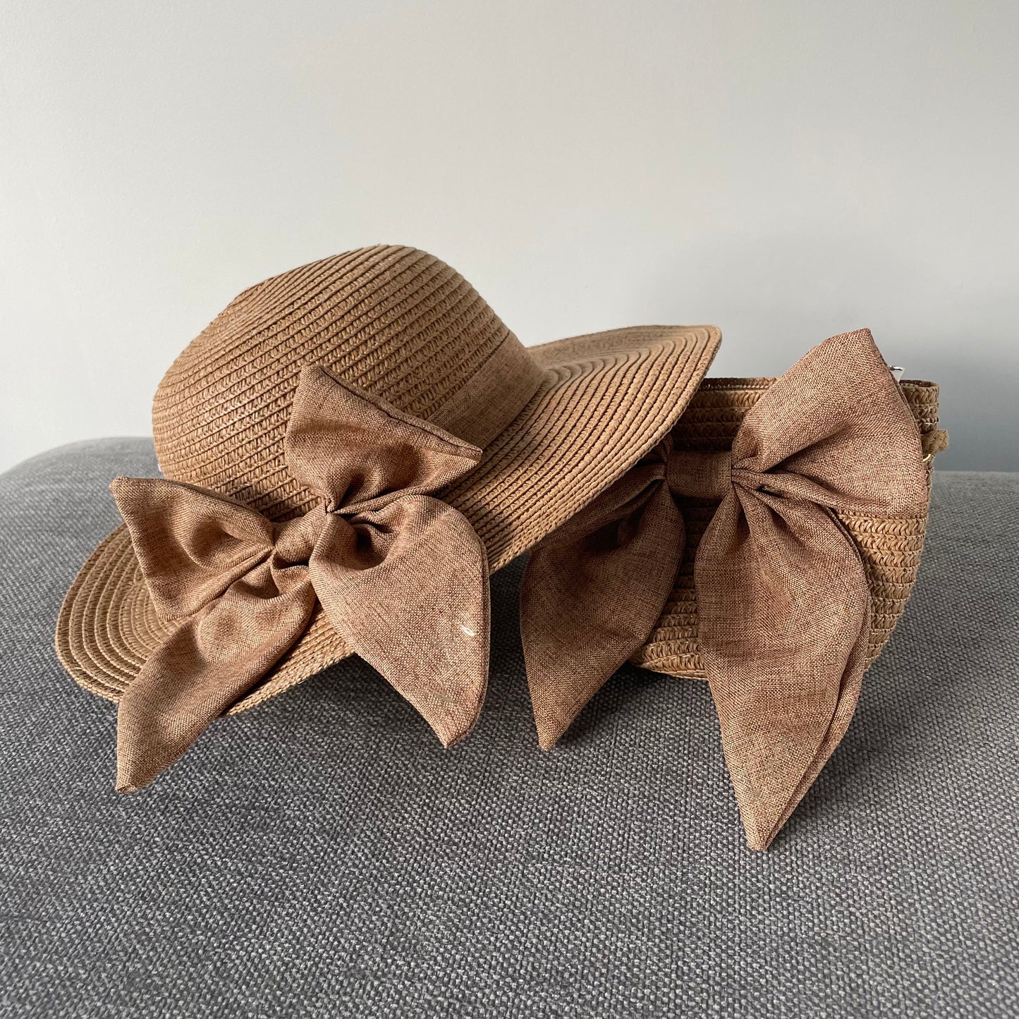 Personalised Childrens Bow Sun Hat & Bag Set