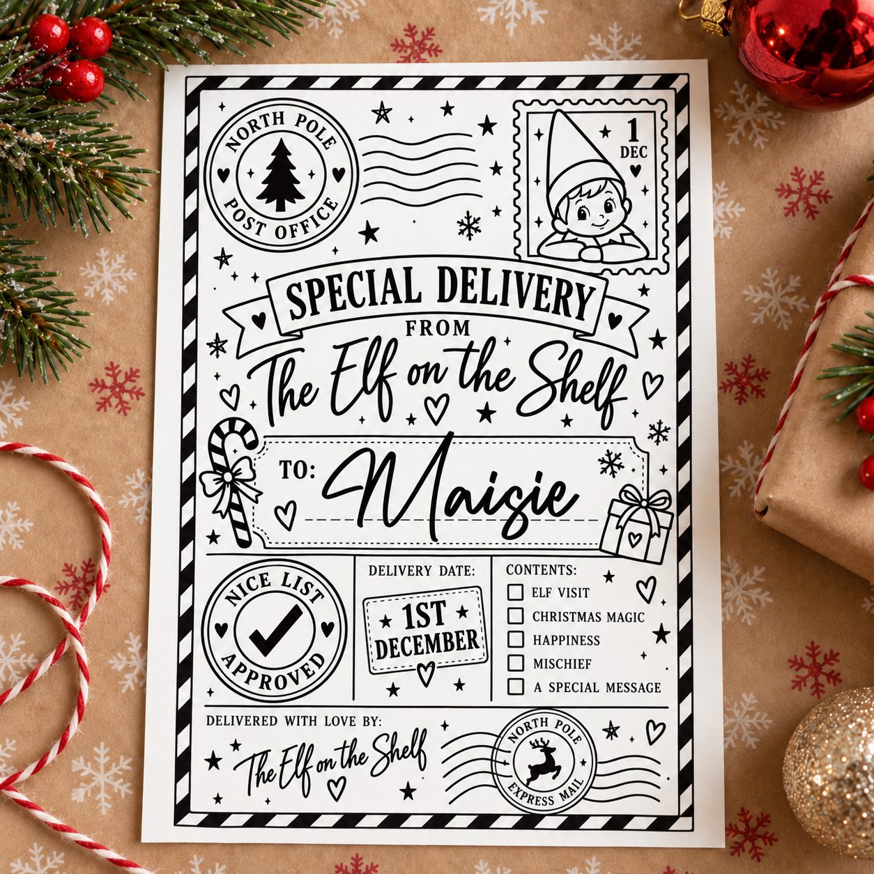 10x Personalised Elf on the shelf Delivery Labels