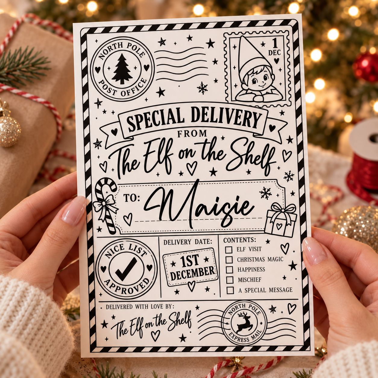 10x Personalised Elf on the shelf Delivery Labels