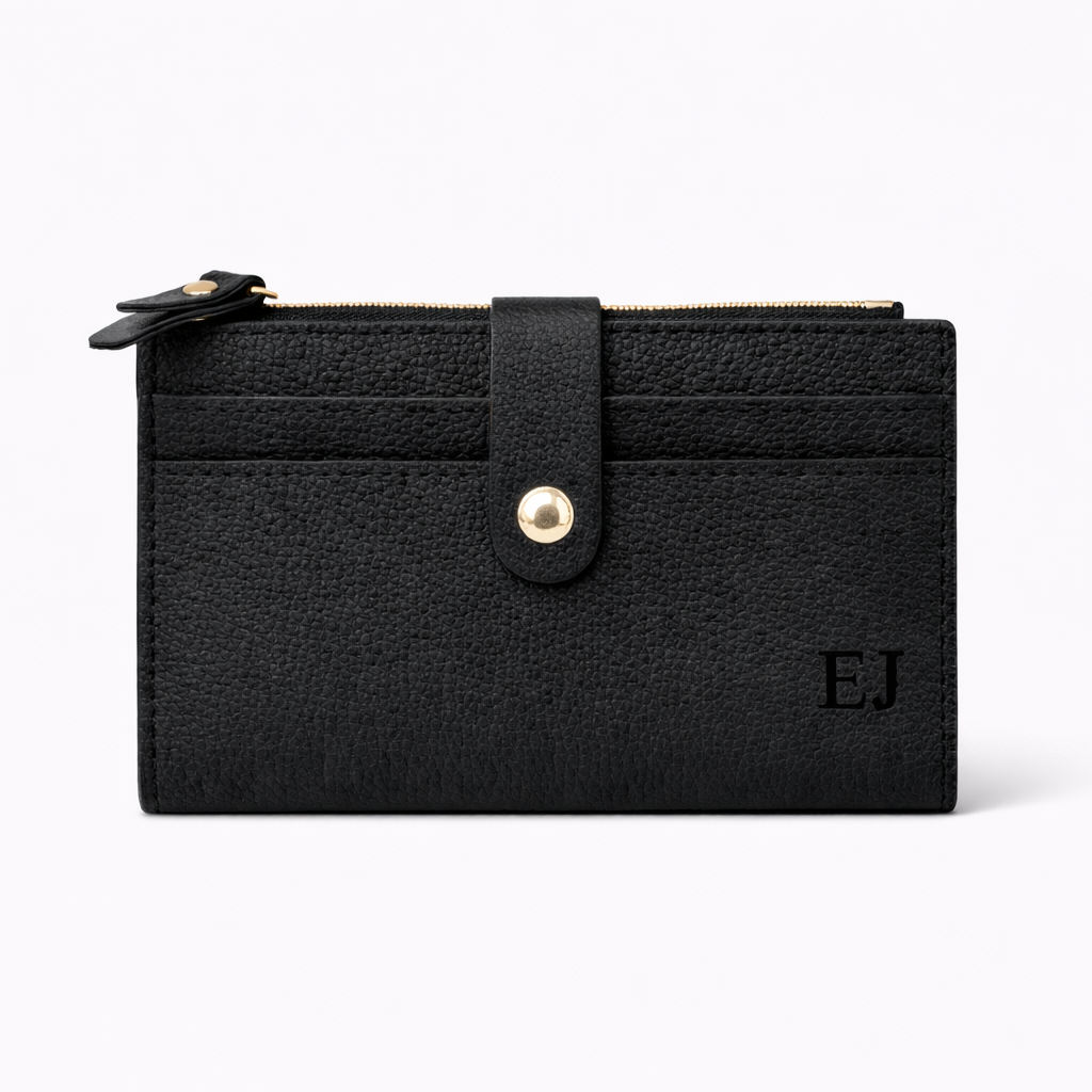 Personalised ELLIE Small Textured Faux Leather Zip Coin Purse Wallet