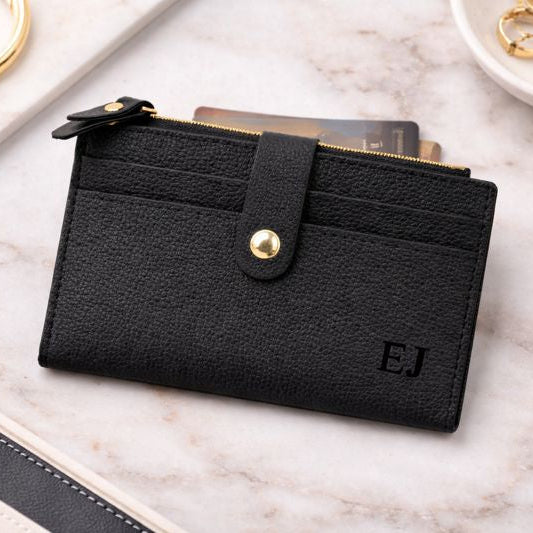 Personalised ELLIE Small Textured Faux Leather Zip Coin Purse Wallet