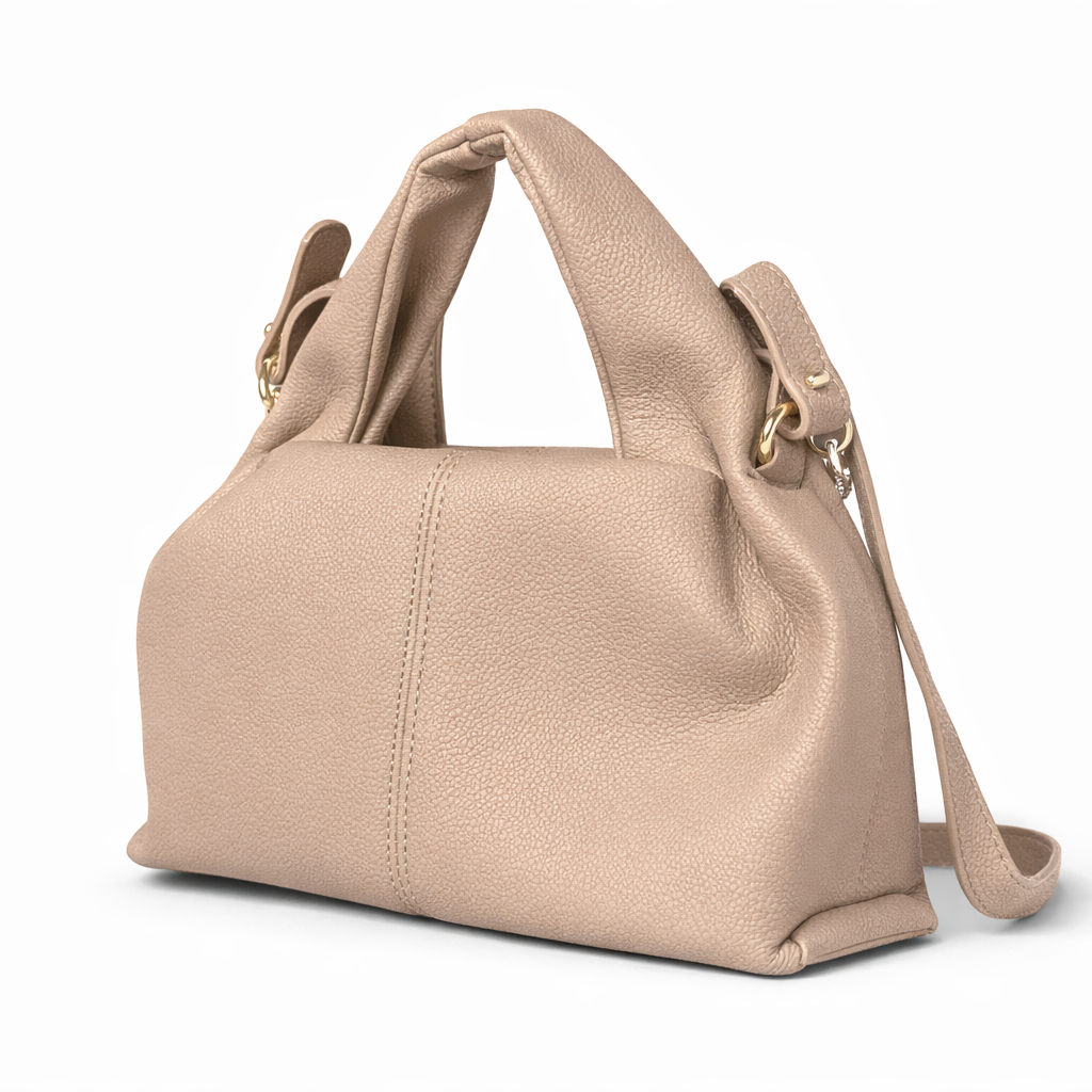 Beige ruched bag