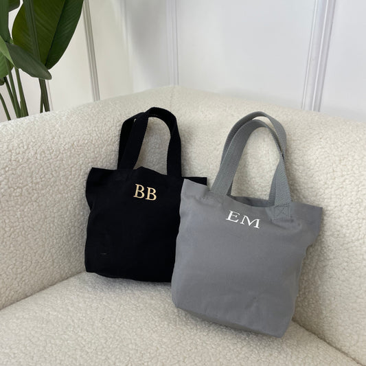 Personalised Mini Canvas Tote Lunch Hand Bag