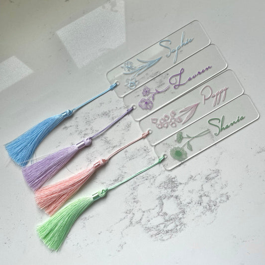 Personalised Tassel Clear Acrylic Bookmark