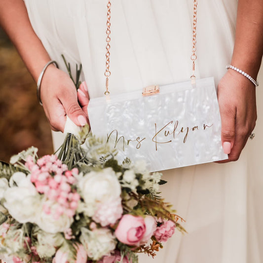 Personalised Marble Clutch Cross Body Chain Bag