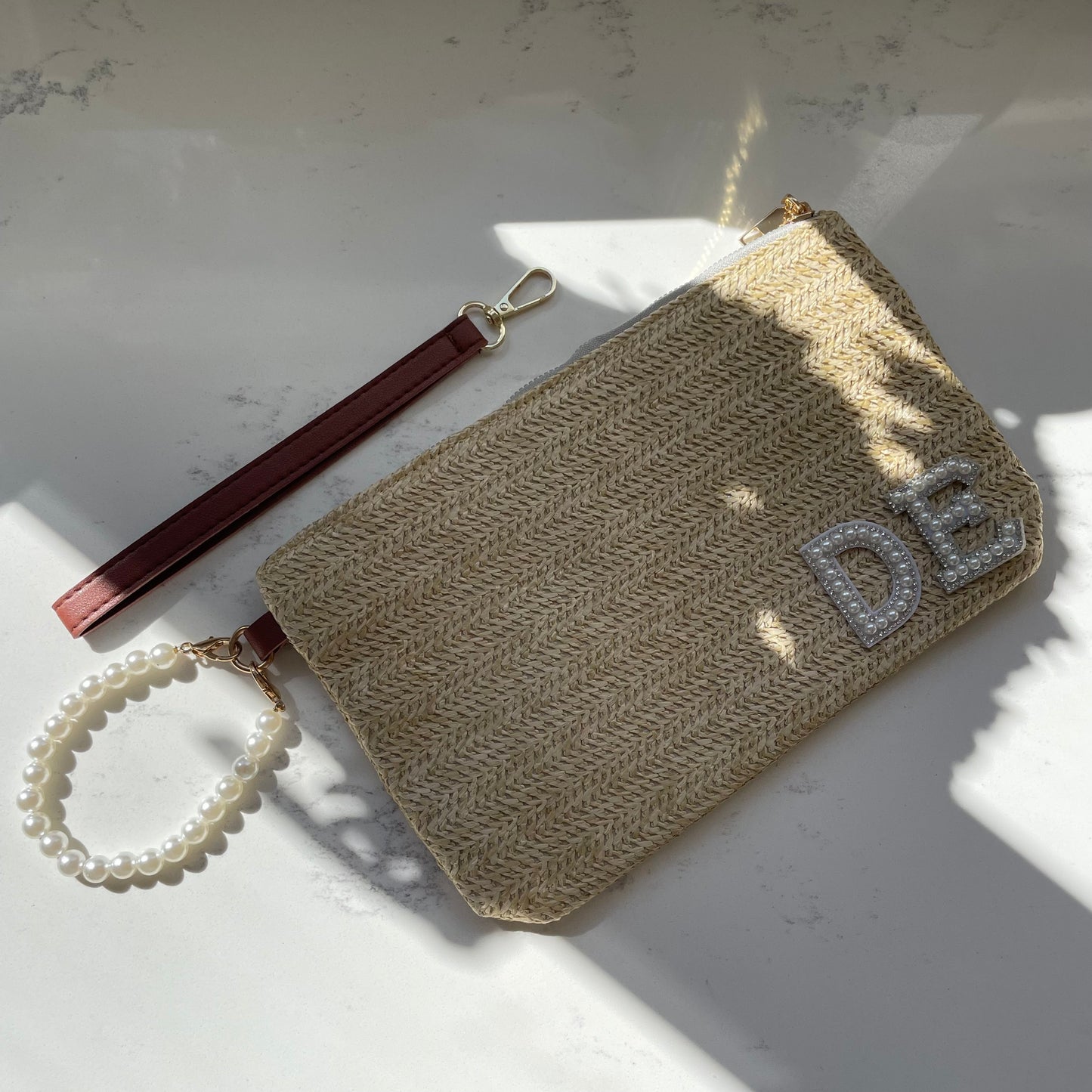 Personalised Pearl Patch Clutch Bag