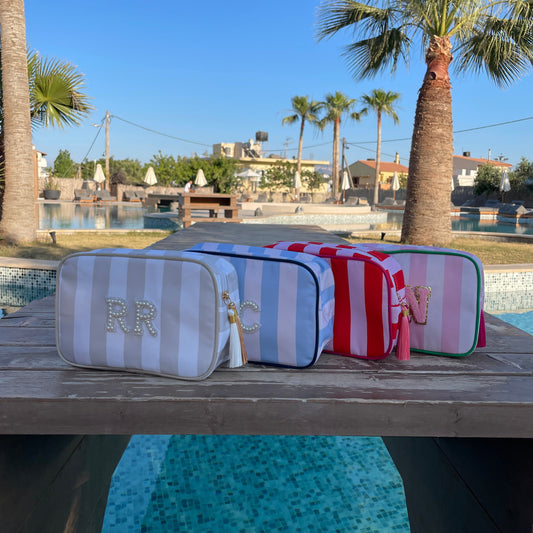 Personalised Stripe Tassel Makeup Cosmetic Bag