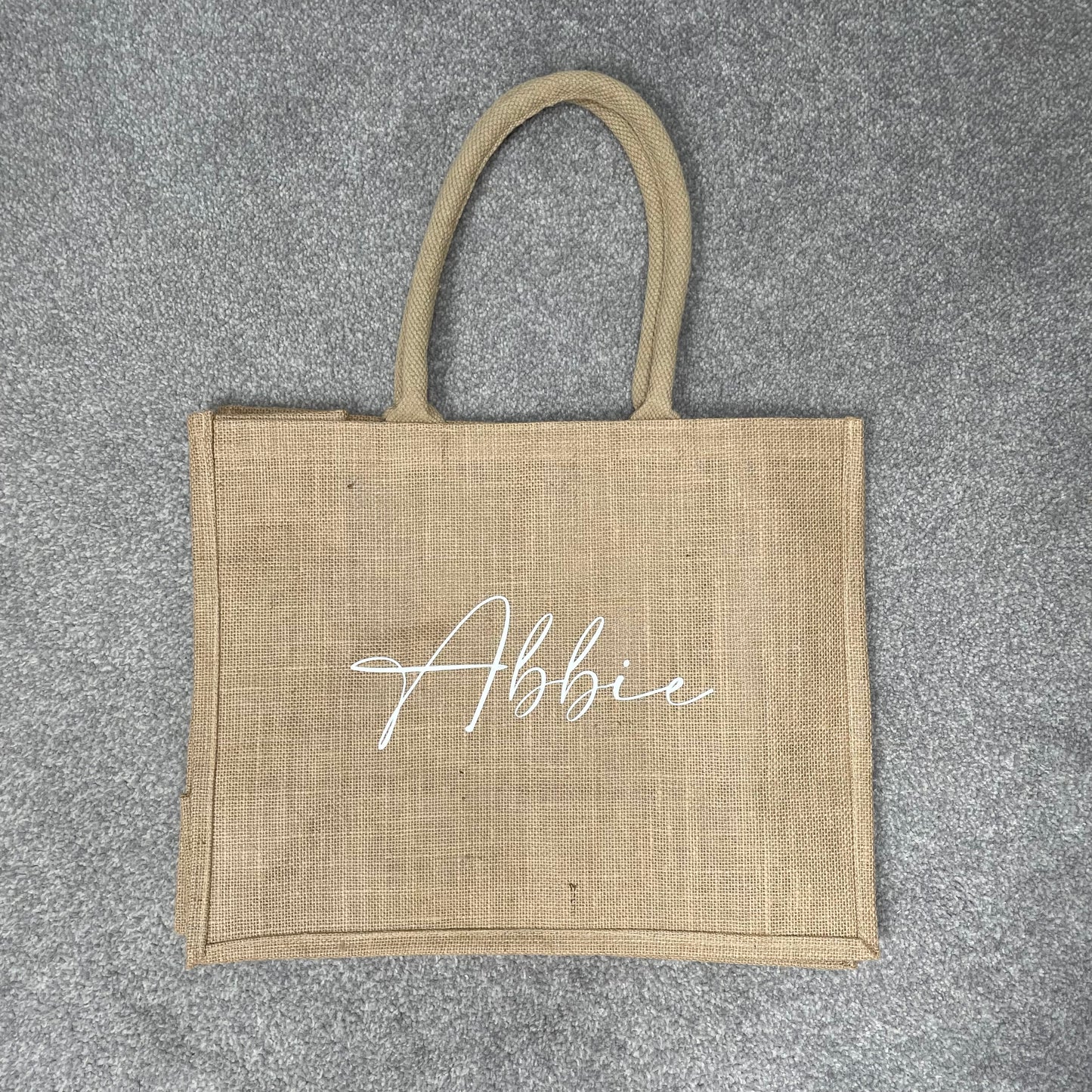 Personalised Square Jute Lunch Bridesmaid Top Handle Gift Bag