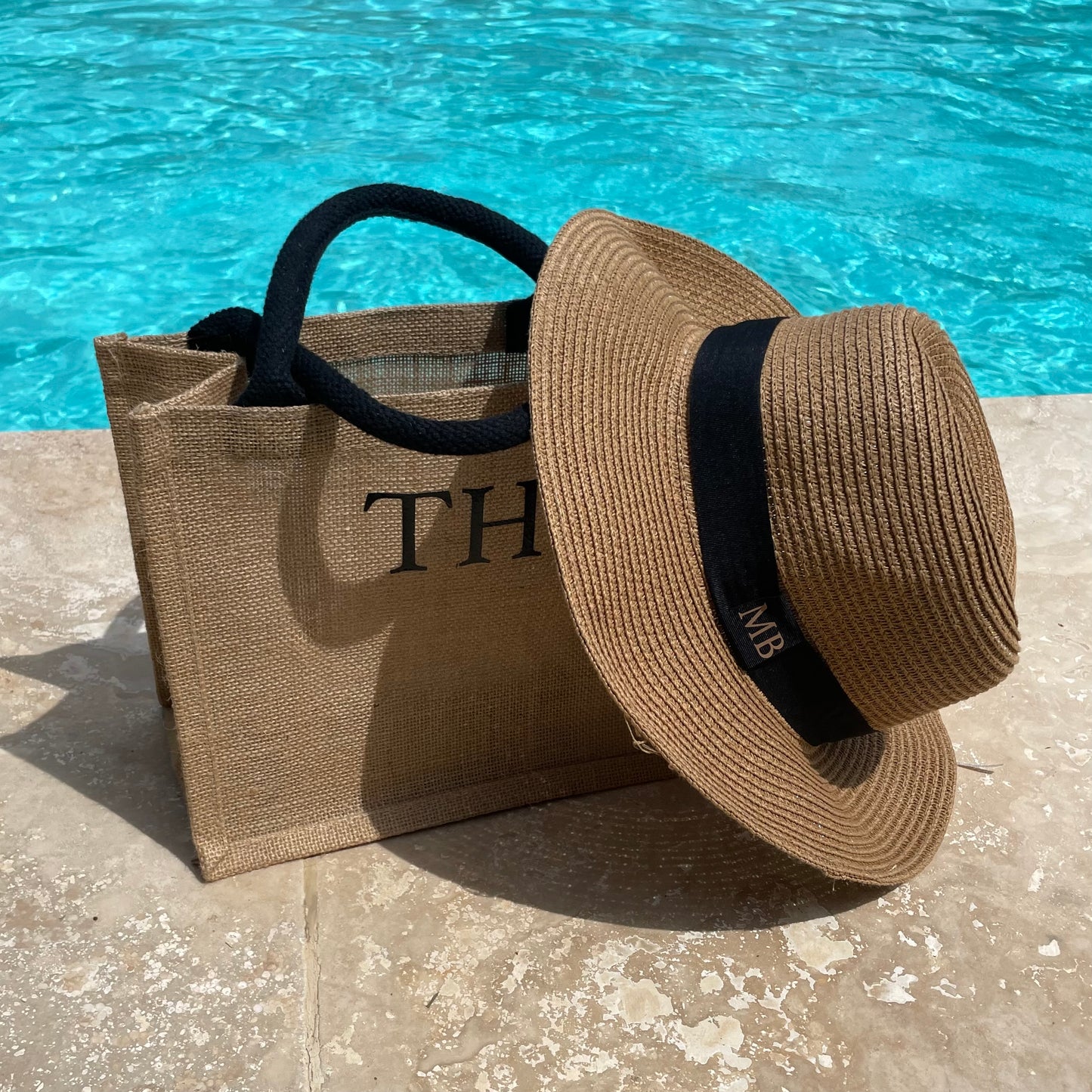 Personalised Initial Monogram Beach Summer Fedora Sun Hat Straw Hat