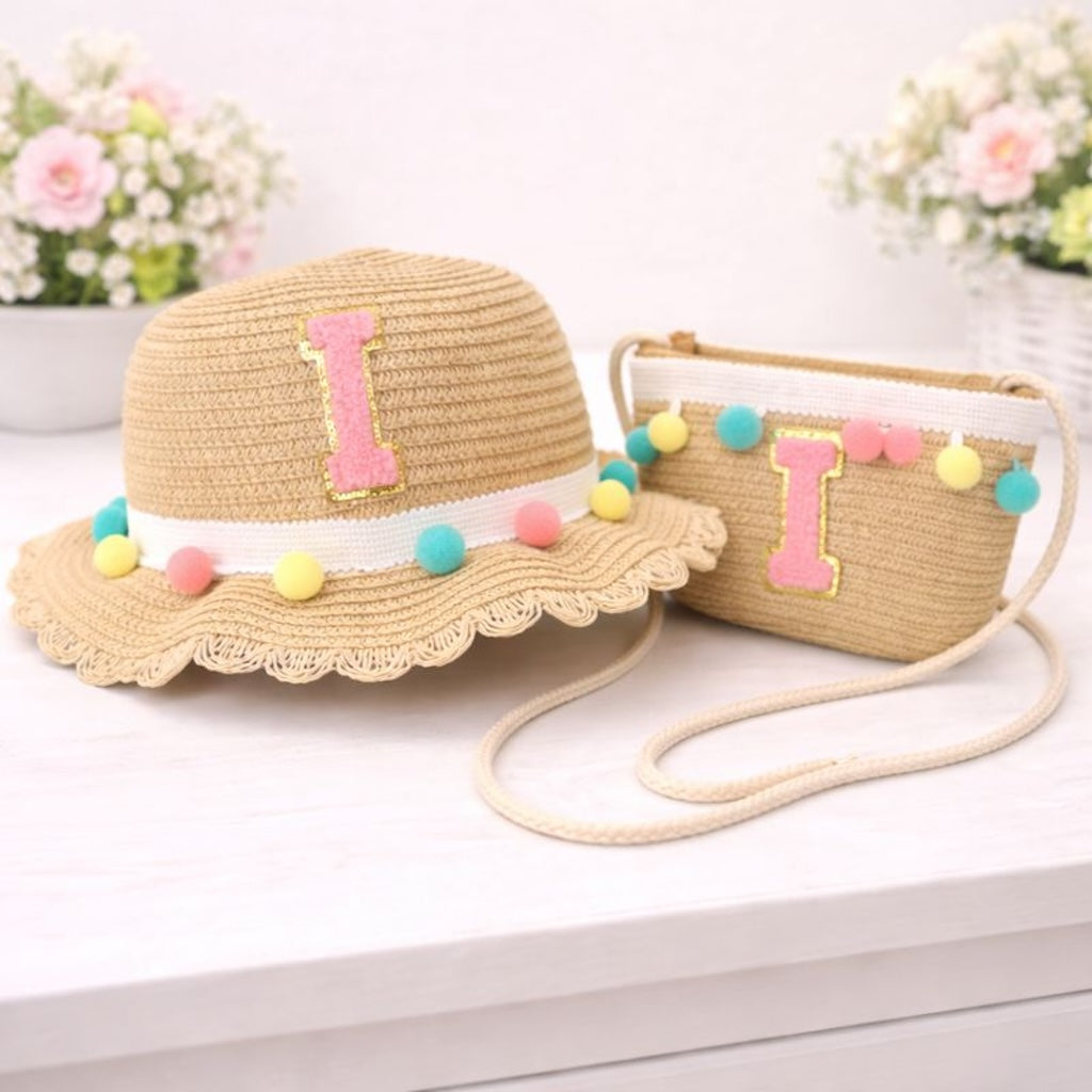 Personalised Childrens Patch 2pcs Sun hat & Bag Set