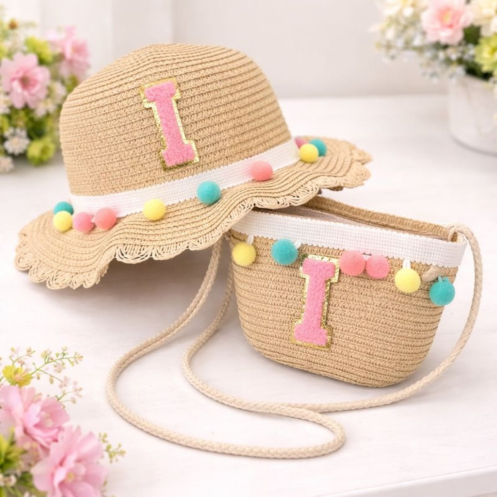 Personalised Childrens Patch 2pcs Sun hat & Bag Set