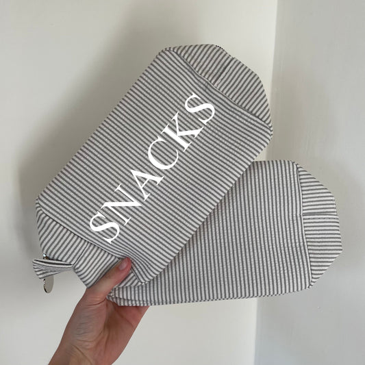 Personalised Grey Pinstripe Pouch
