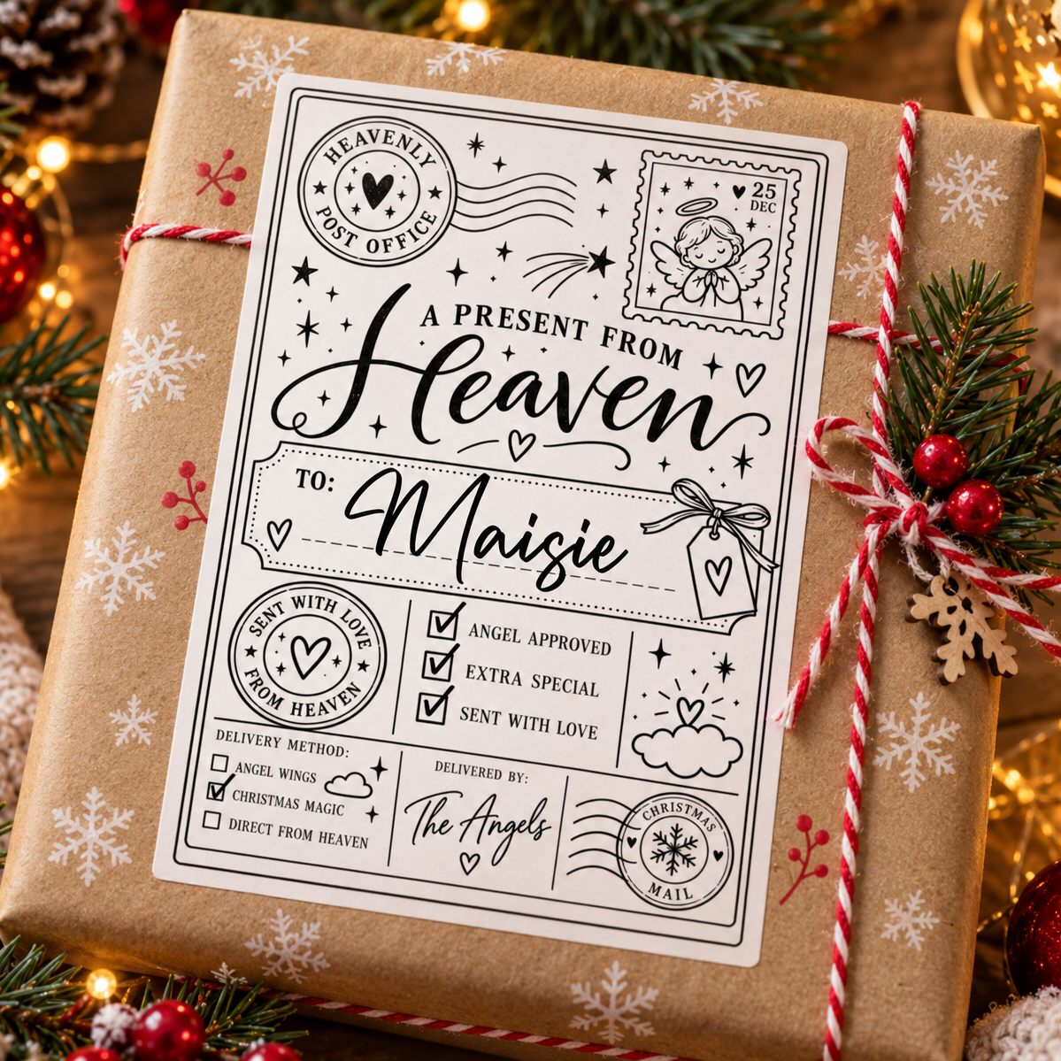 10x Personalised Present From Heaven Gift Stickers