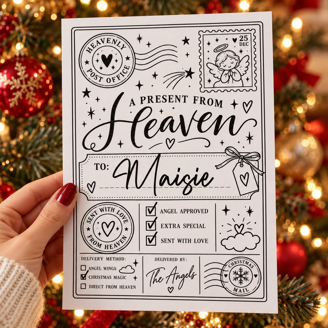 10x Personalised Present From Heaven Gift Stickers