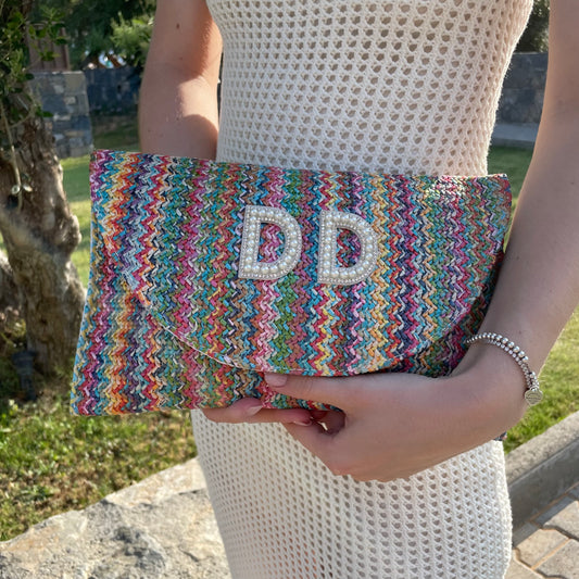 Personalised IBIZA Chevron Stripe Zig Zag Pouch Clutch Bag