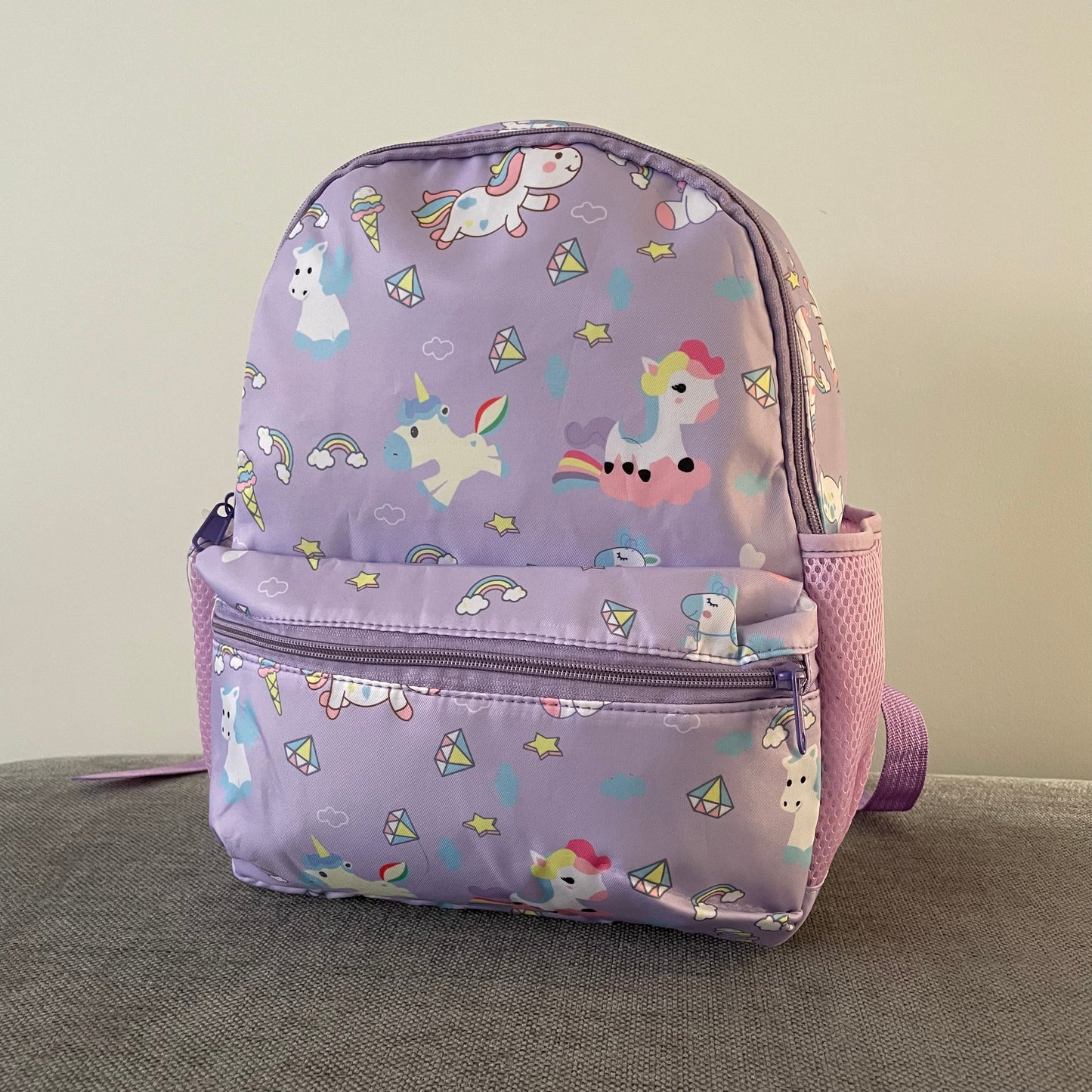 Personalised Childrens Girls Lilac Unicorn Backpack