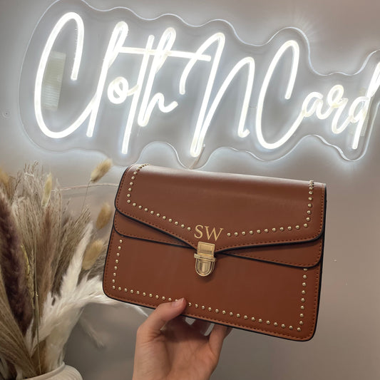 Personalised SHANIA Studded Faux Leather Cross Body Bag