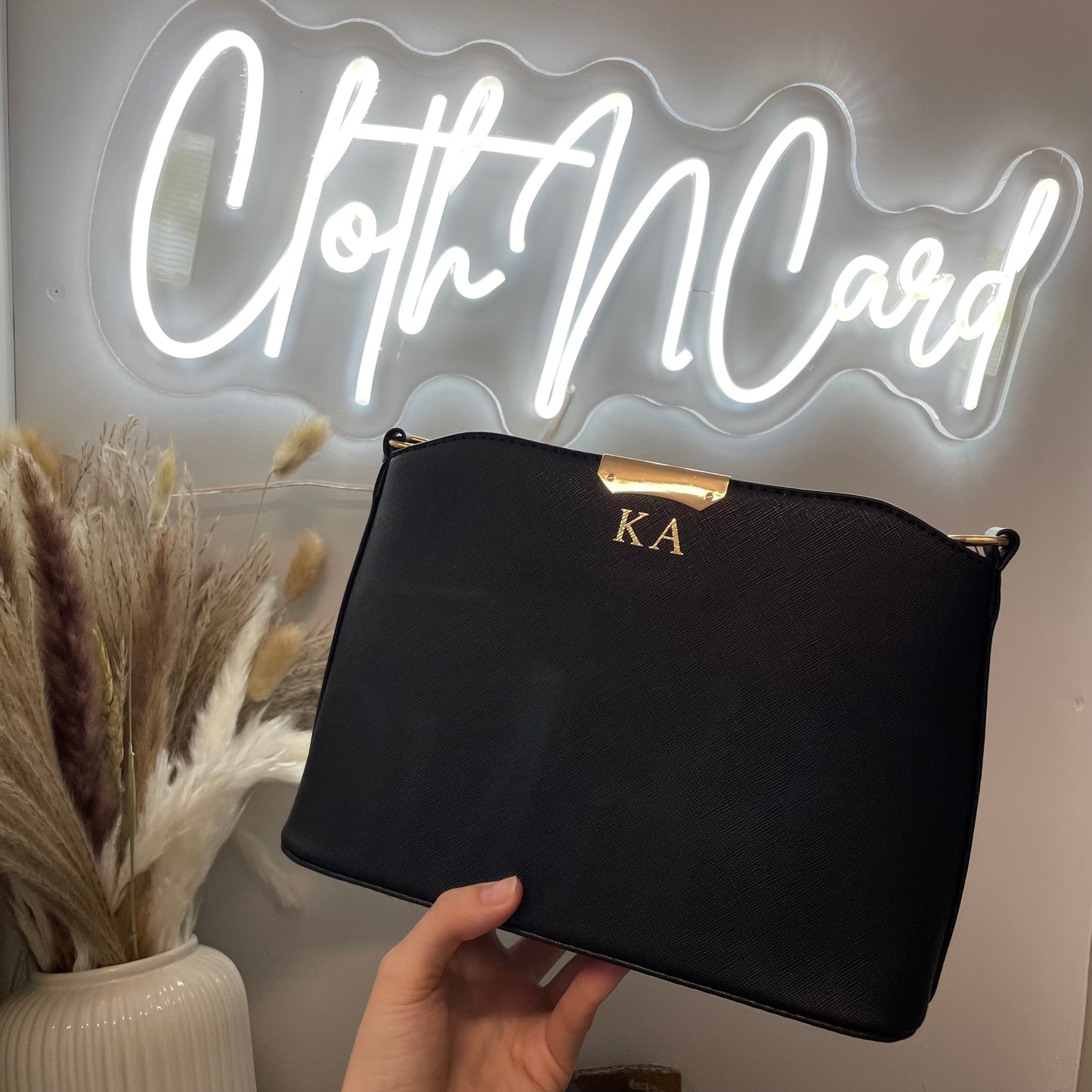 Personalised Gold Bar Faux Leather Cross Body Bag