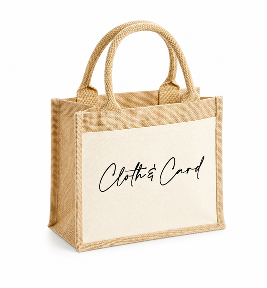Logo printed small jute pocket tote bag for corporate branding | Cloth'N'Card