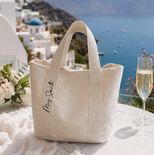 Personalised white mini canvas tote bag with initials | Cloth'N'Card